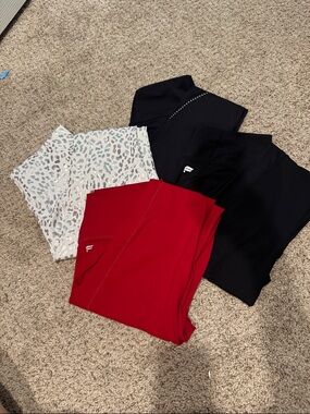 Fabletics / UA Athletic Leggings - Red, Black & White Leopard